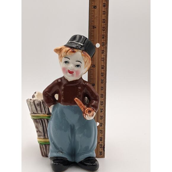 Vintage Napco Boy Figurine Planter w/ Pipe Hand Painted Ceramic Planter #5662 - Picture 7 of 7